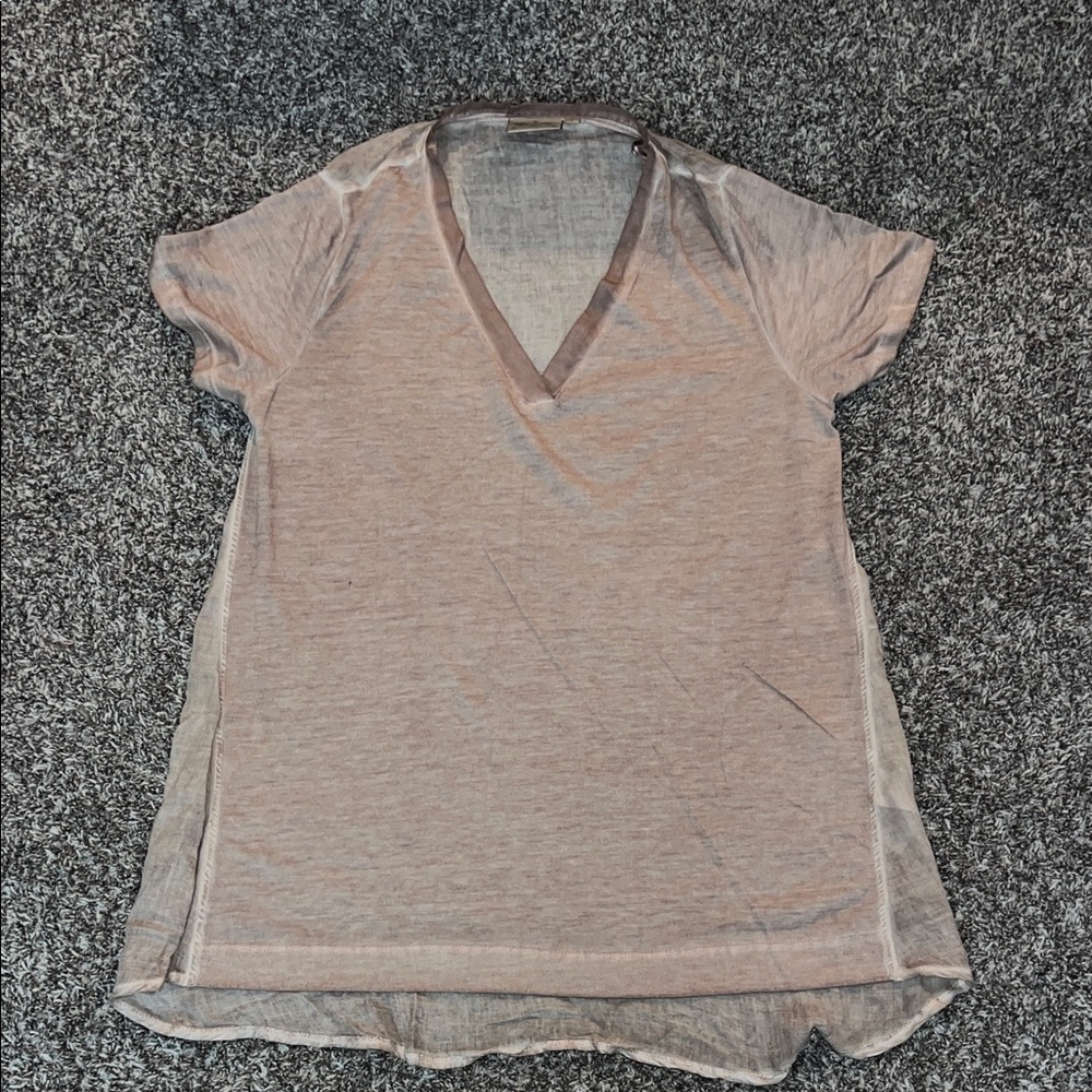 Mauve Pink Pink V-Neck Short Sleeve Top